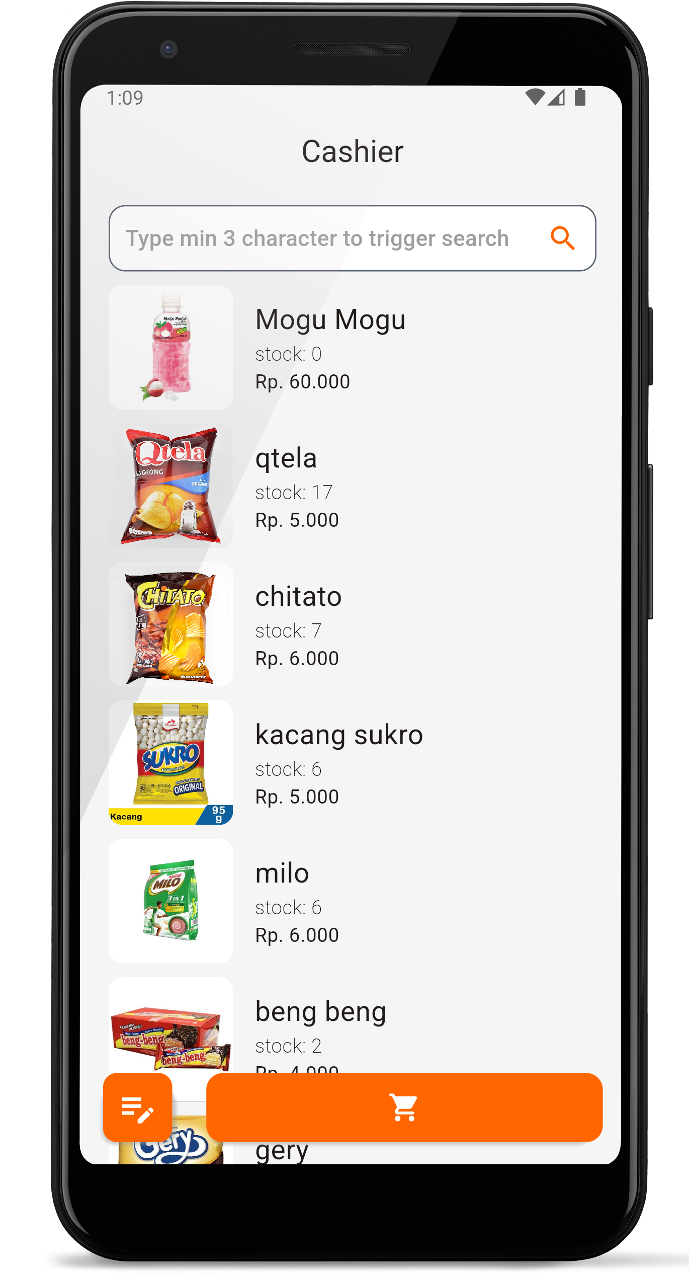 Jam Supermarket cashier interface preview